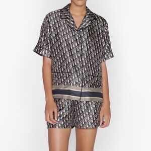 DIOR CHEZ MOI TOP AND SHORTS Blue Dior Oblique Silk Twill